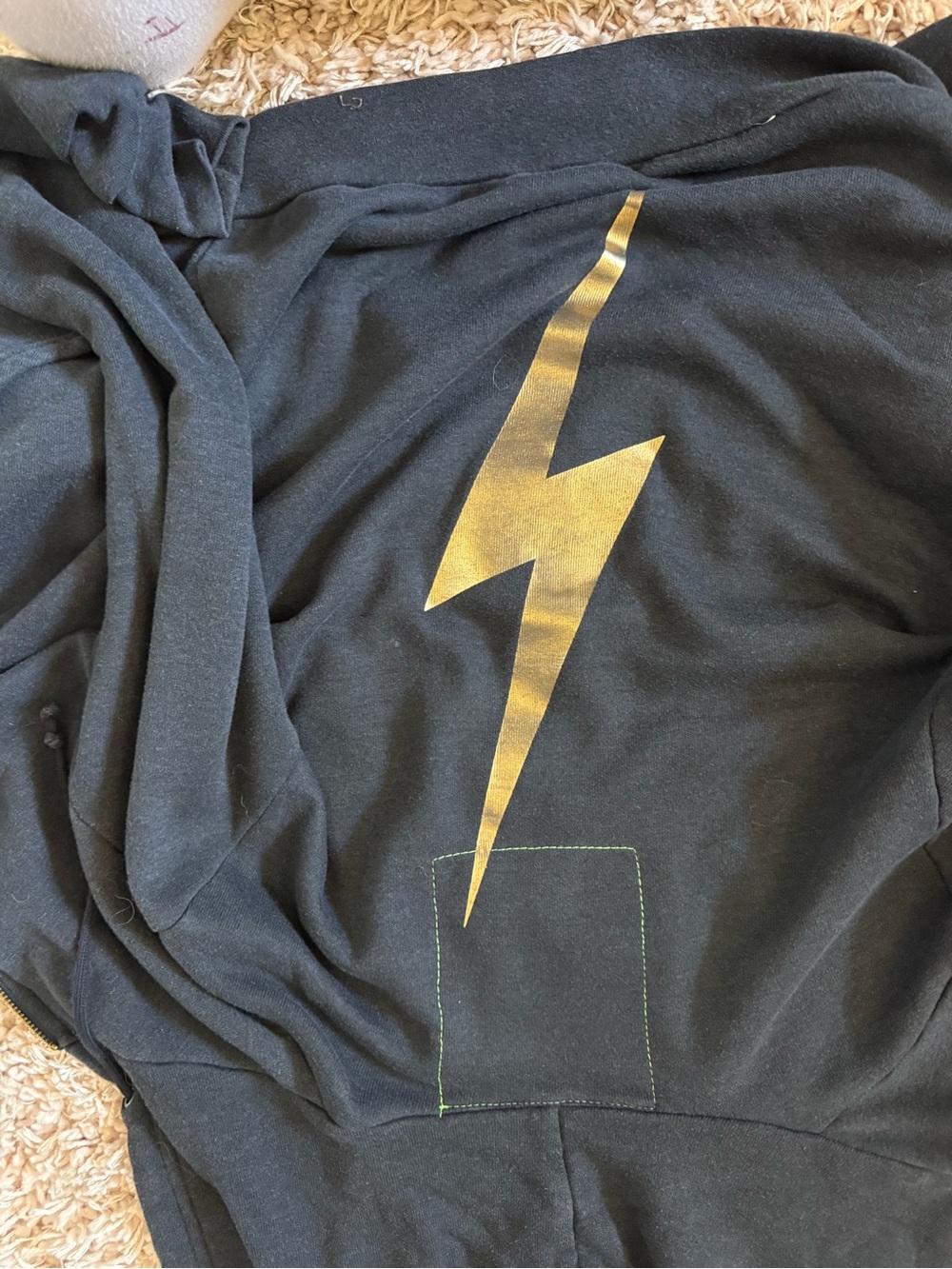 Aviator Nation Black Sweatshirt with Gold Lightning Bolt